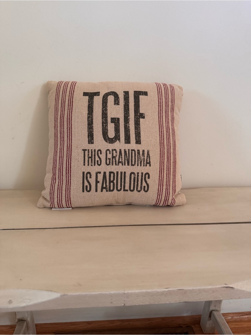 TGIF This Grandma Is Fabulous Beige Decorative Pillow